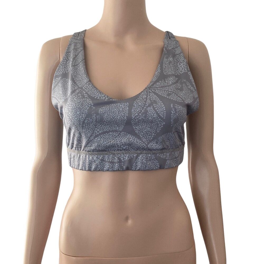 City Lights San Francisco Sports Bra Womens Large Gray Stretch Dot Pattern